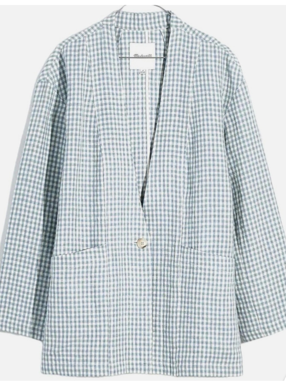 Madewell 100% Linen Blazer in gingham check women in size XS